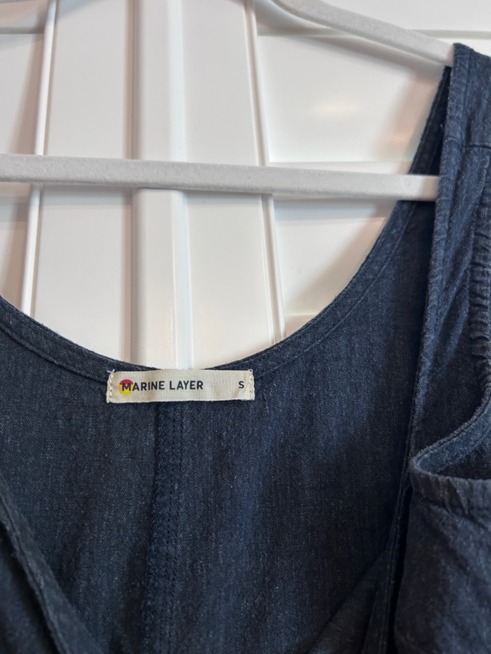 Marine Layer Dark Navy Button-Front Sleeveless Romper - Picture 3 of 7